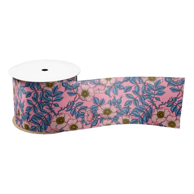 Ruban En Satin Motif rose de chien (Bobine)