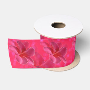Ruban En Satin Motif rose Frangipani Blush,
