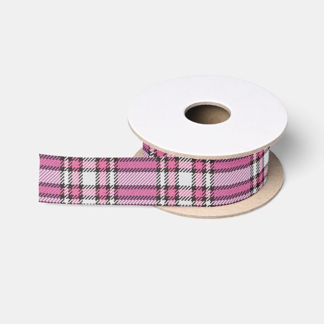 Ruban En Satin Motif rose Girly de tartan de plaid de tissu (Bobine)