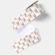 Motif Rose Roseau et Nœud Aquarelle Vintage Coquet