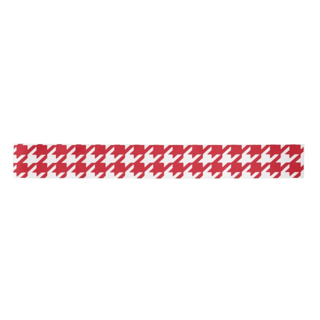 Ruban En Satin Motif rouge et blanc lumineux de pied-de-poule (Devant)
