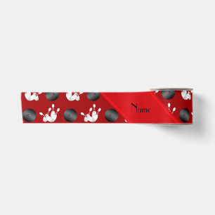 Ruban En Satin Motif rouge nommé personnalisé de bowling
