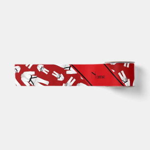 Ruban En Satin Motif rouge nommé personnalisé de karaté