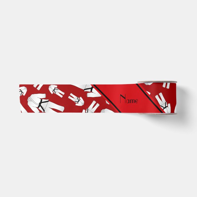 Ruban En Satin Motif rouge nommé personnalisé de karaté (Devant)