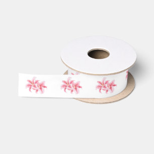 Ruban En Satin Motif Stargazer Lilies