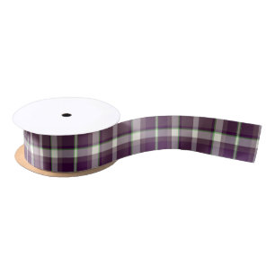 Ruban En Satin Motif Tartan Eggplant et Green ID210