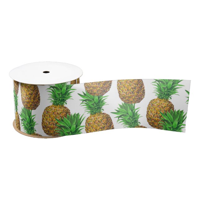 Ruban En Satin Motif transparent avec ananas (Bobine)