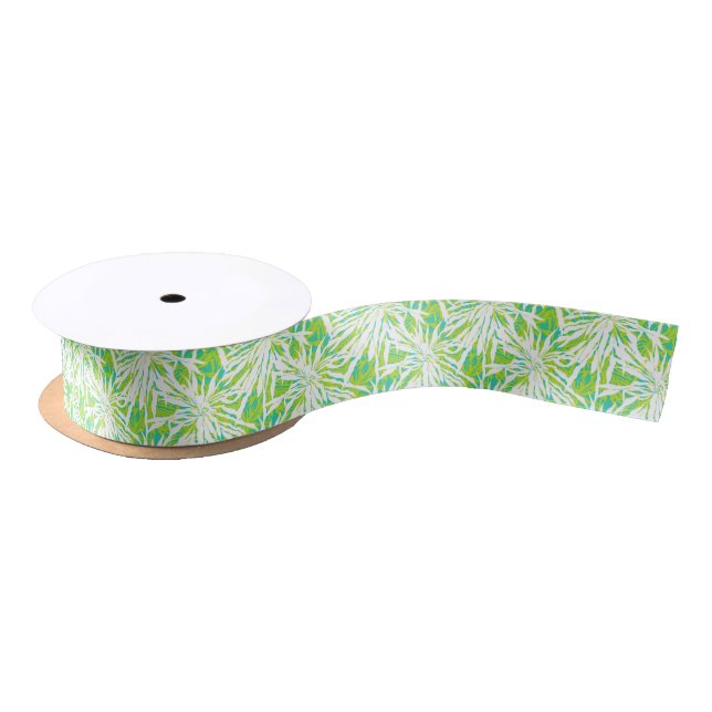 Ruban En Satin Motif tropical de palmettes (Bobine)