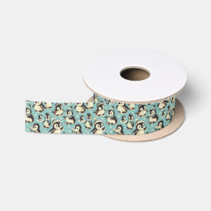 Ruban En Satin Motif vintage Cute Penguin