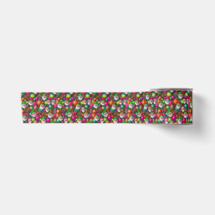 Ruban En Satin Motif visage de Noël rétro Père Noël