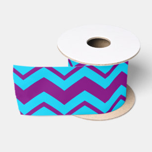 Ruban En Satin Motif Zigzag Chevron Violet Bleu