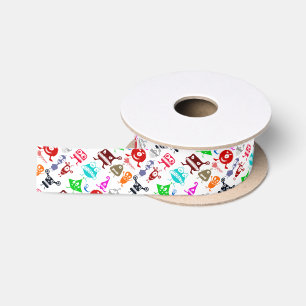 Ruban En Satin Motifs de monstres drôles colorés mignons