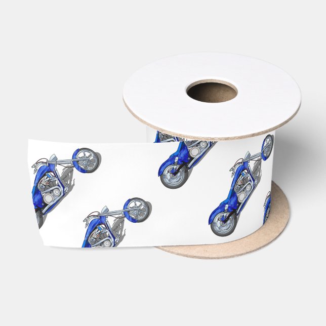 Ruban En Satin Moto 1 - Bleu (Bobine)