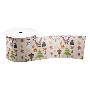 Ruban En Satin Multicolor de Noël Père Noël et amis