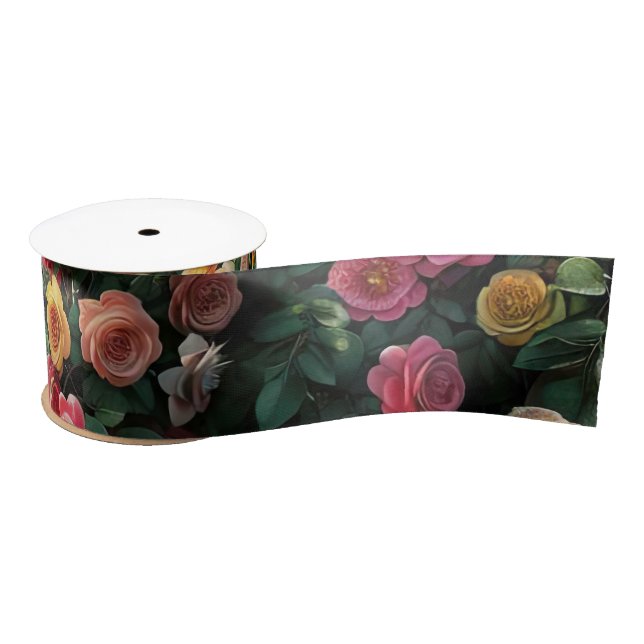Ruban En Satin mur de fleurs (Bobine)