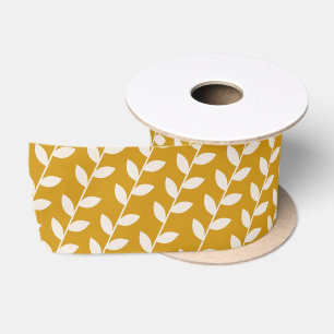 Ruban En Satin Mustard personnalisé les années 70 Motif feuille r