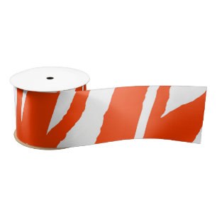 Ruban En Satin MVB Tiger Stripes Design - Orange et blanc