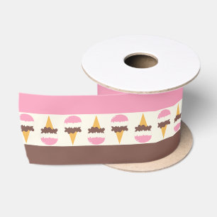 Ruban En Satin Napolitain Crème glacée Motif à rayures