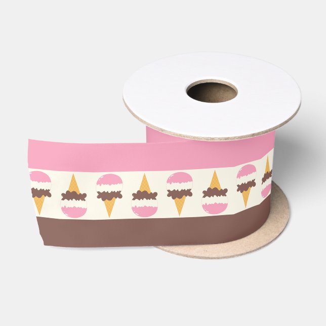 Ruban En Satin Napolitain Crème glacée Motif à rayures (Bobine)