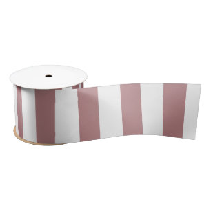 Ruban En Satin Nautique Dusty rose et blanc rayé