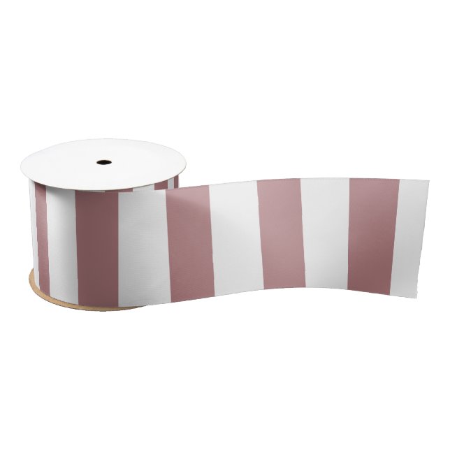 Ruban En Satin Nautique Dusty rose et blanc rayé (Bobine)