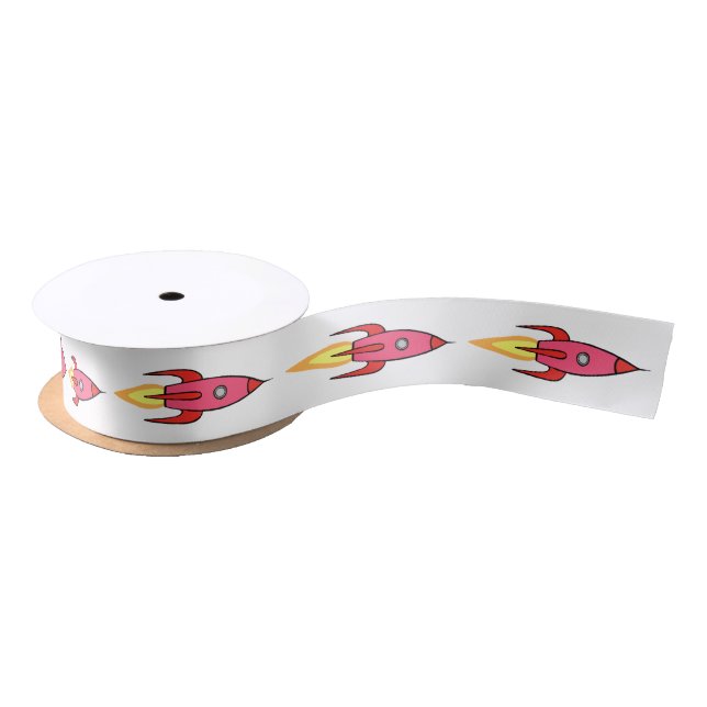 Ruban En Satin Navire à roquettes roses Espace extra-atmosphériqu (Bobine)