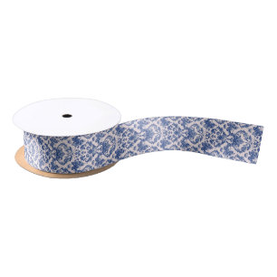Ruban En Satin Navy Blue et Blush rose Damas