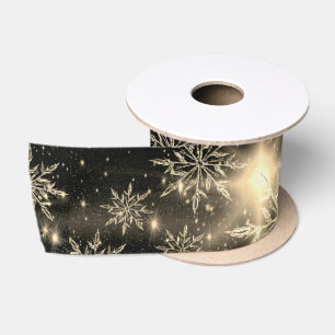 Ruban En Satin Neige d'hiver du flocon d'or