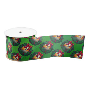 Ruban En Satin Neuf boule dans la couronne Motif sur vert