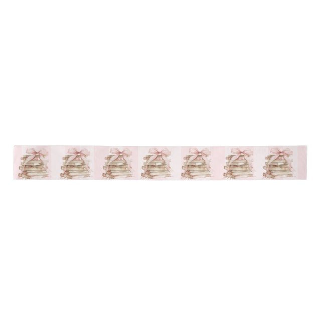 Ruban En Satin New Chapter Pink Bow Stripes Baby Shower (Devant)
