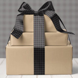 Ruban En Satin Noël carreau de bœuf gris et noir