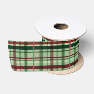 Ruban En Satin Noël Carreaux Verts et Rouges