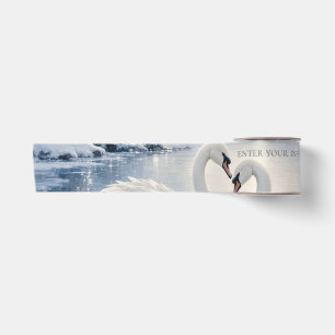 Ruban En Satin Noël d'hiver élégant avec scène du Lac des Cygnes