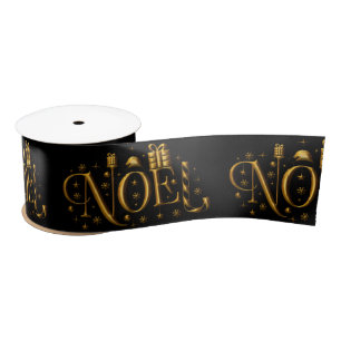 Ruban En Satin Noel d'or pour Noël noir