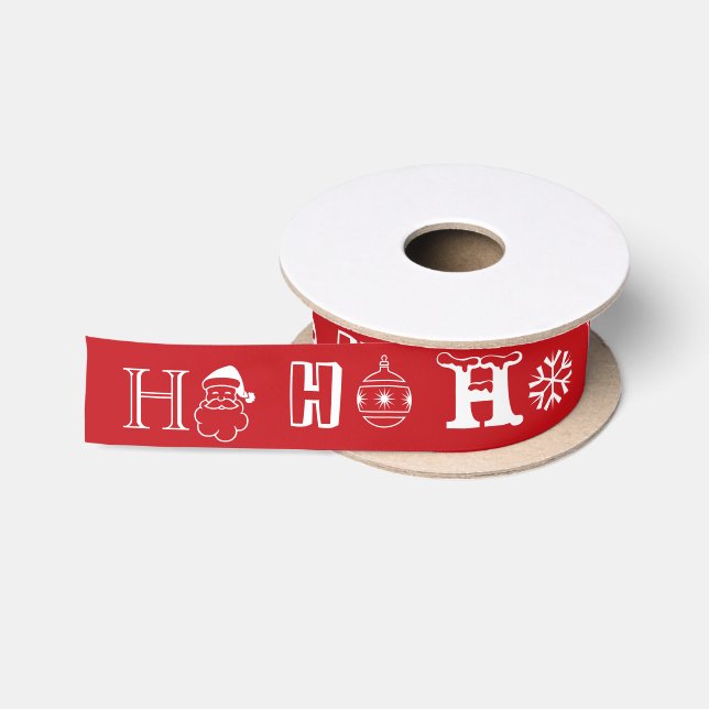 Ruban En Satin Noël Ho Ho Ho rouge et blanc mignon (Bobine)
