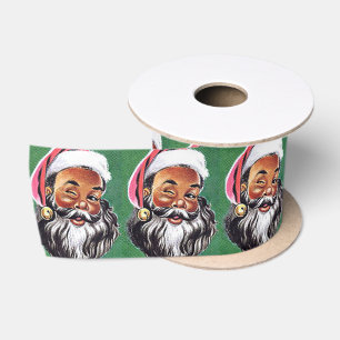 Ruban En Satin Noël noir du Père Noël afro-américain