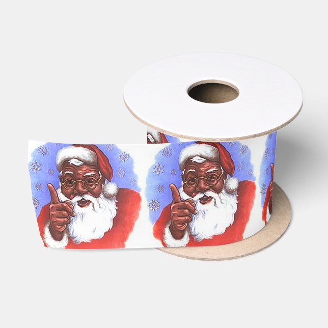 Ruban En Satin Noël noir du père noël d'Afro-américain (Bobine)