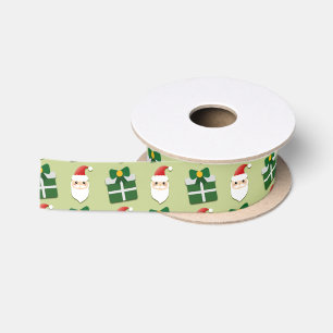 Ruban En Satin Noël Père Noël Red et Green Festive