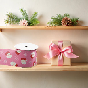 Ruban En Satin Noël rose Père Noël