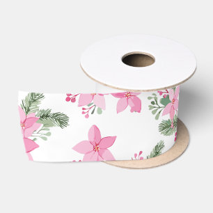 Ruban En Satin Noël rose Poinsettia