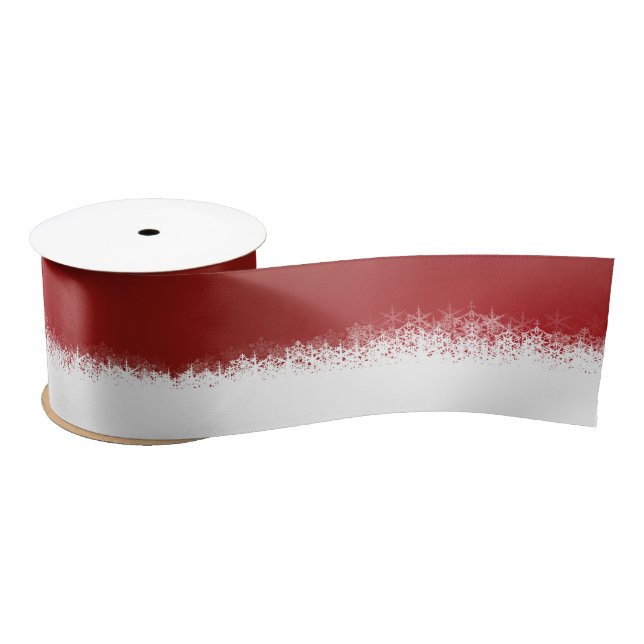 Ruban En Satin Noël Rouge Blanc Snowflakes Motif (Bobine)