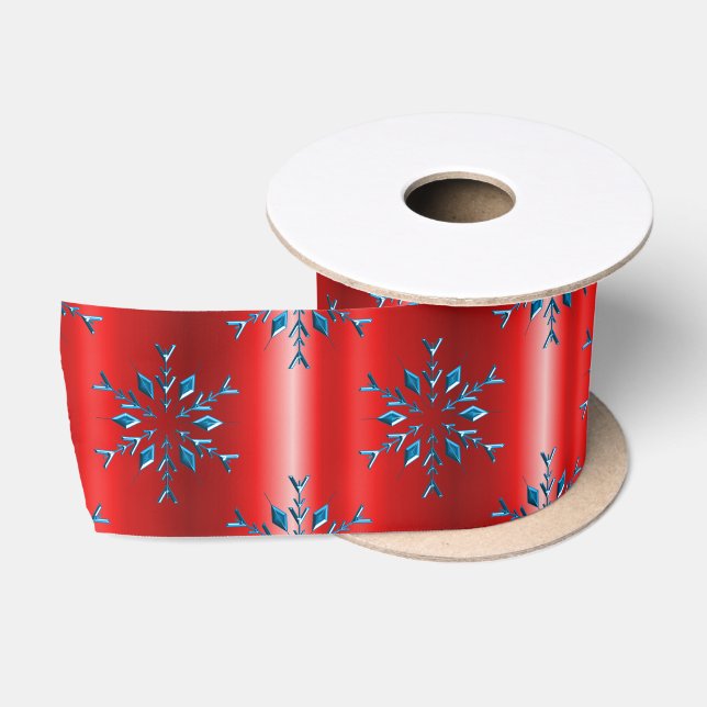 Ruban En Satin Noël rouge et bleu (Bobine)