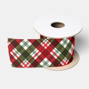 Ruban En Satin Noël Rouge Vert Plat