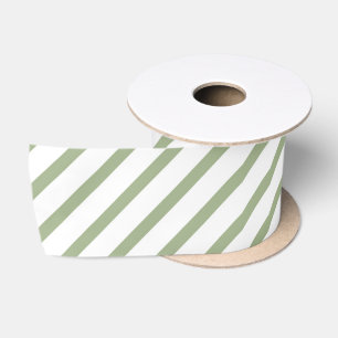 Ruban En Satin Noël Sage Vert Grandes Blancs Motif