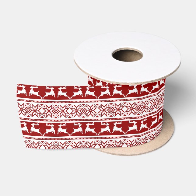 Ruban En Satin Noël scandinave renne (Bobine)