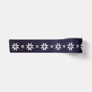 Ruban En Satin Noël Silver Star Ribbon Blue Navy