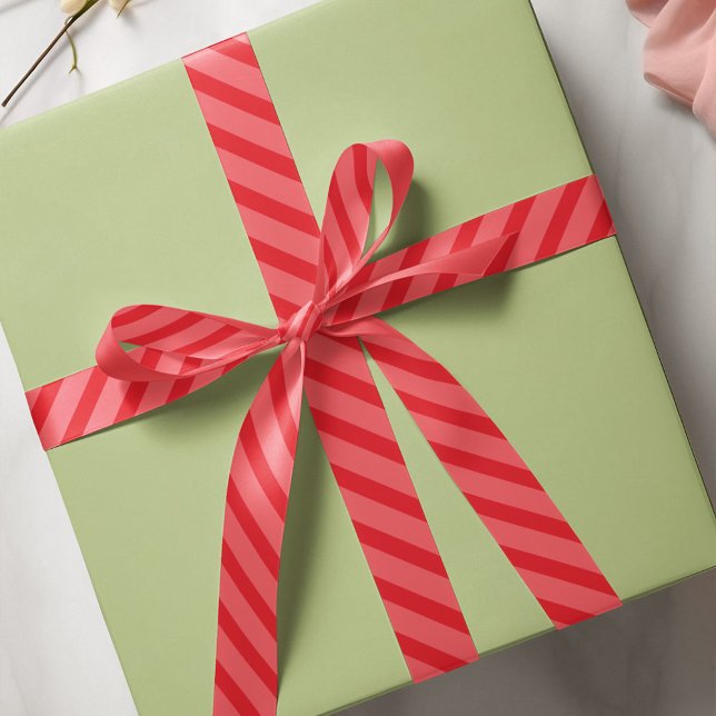 Ruban En Satin Noël Simple Red Whimschipe Stripes mignonne (Red striped simple minimalist whimsical ribbon)