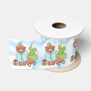 Ruban En Satin Noël Teddy Bear Couple avec cadeau