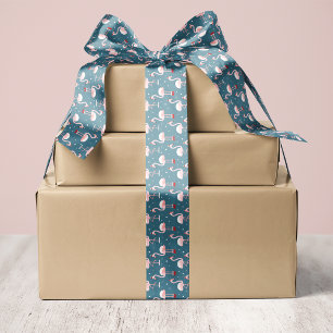 Ruban En Satin Noël Tropical Flamant Rose