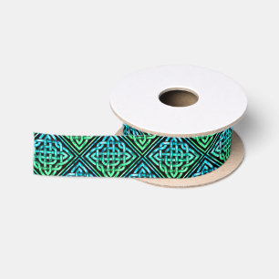 Ruban En Satin Noeud celtique - Bleu diamant Vert